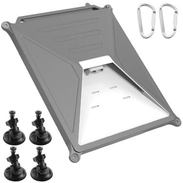 Imagem de Pangda Capa protetora de silicone compatível com mini prato Starlink com 4 ventosas, 2 mosquetões, capa resistente ao clima à prova de choque e kit de montagem para trailer, barco, teto de carro