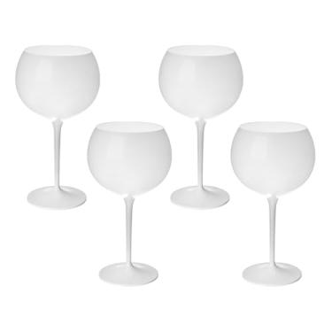 Imagem de Taça De Gin 600ml Kit 4pçs Acrílico Alto Padrão Resistente (BRANCO)