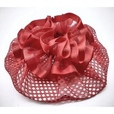 Imagem de Rede de Cabelo Profissional para Coque - Diâmetro 10cm - Acessório para Uniformes Corporativos(Vermelho,Único)