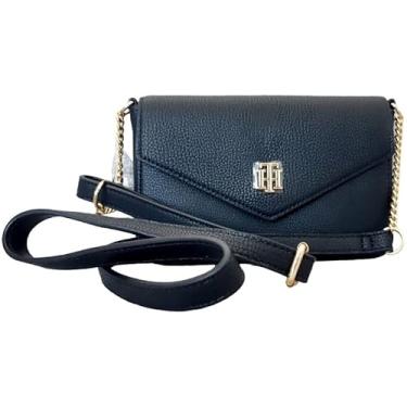 Imagem de Tommy Hilfiger Bolsa de ombro feminina em couro granulado, preta