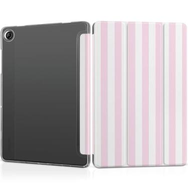 Imagem de DONGKE Capa para Samsung Galaxy Tab A9+/A9 Plus 27.9 cm 2024 2023 (SM-X210/X216/X218), suporte fino, capa traseira translúcida, capa inteligente, despertar/hibernar automaticamente - listras rosa