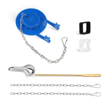 Imagem de Kit de substituição de alça de vaso sanitário universal, alça de descarga frontal e correntes de aço inoxidável e kit de alavanca de viagem para tanque de vaso sanitário para a maioria dos banheiros