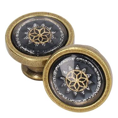 Imagem de 2 conjuntos de maçanetas para móveis, puxador de porta de armário de armário redondo antigo de liga de zinco para guarda-roupa de cômoda, puxadores (cobre preto)