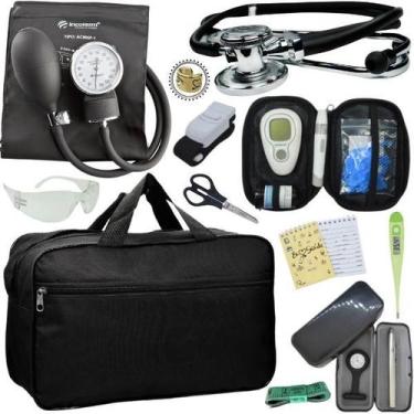 Imagem de Kit Bolsa Cores Aparelho de Pressao Esfigmomanometro Estetoscópio Medi