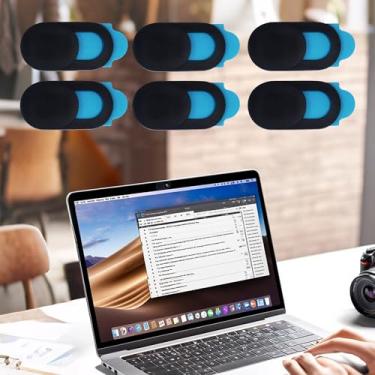 Imagem de Pacote com 6 capas para câmera de laptop – Capa de webcam preta oval T1 para laptop, MacBook, iPad, iPhone, capa de câmera de privacidade para acessórios Mac e protetor de tela de computador