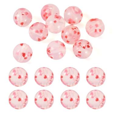 Imagem de 10 contas redondas de silicone de 12 mm, vermelho, rosa, amor, coração, estampado, silicone, contas focais, contas de borracha para dia dos namorados para fazer você mesmo, caneta, pulseira, chaveiro