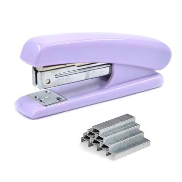 Imagem de Grampeador colorido Macaron para trabalho de mesa, escritório, pequeno grampeador para uso doméstico e escolar, grampeamento suave com design ergonômico, 1000 grampos