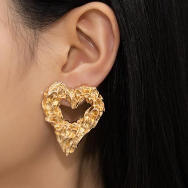 Imagem de Brincos de ouro grosso para mulheres, brincos pendentes de lágrima de ouro brilhante, oval de aço inoxidável, bijuteria moderna, Medium, Latão, Sem pedra preciosa