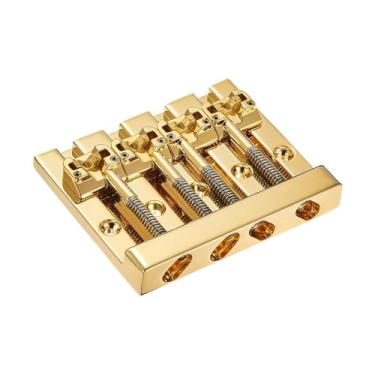 Imagem de menolana Ponte de baixo de 4 cordas, precisão, 5 furos, liga de zinco, peças de reparo de instrumento musical, conjunto de ponte de baixo de alta massa dourada