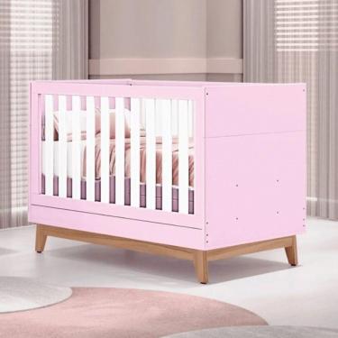 Imagem de Berço Americano 2 Em 1 Lucca Em Mdf Tuboarte Rosa