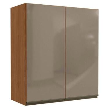Imagem de Armario Aereo 2p Vidro 80 Cm Mdp Maxxi G765 Kappesberg Canela