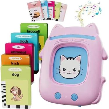 Imagem de Pronúncia Portátil Máquina de Cartões de Aprendizagem Educational (Português e Inglês) | APOLLO'S STORE (Gatinho - Rosa)