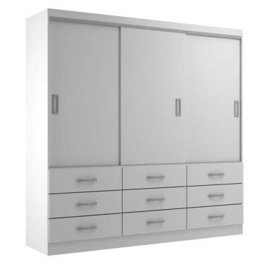 Imagem de Guarda Roupa Casal Isabela 03 Portas 09 Gavetas - Branco Branco