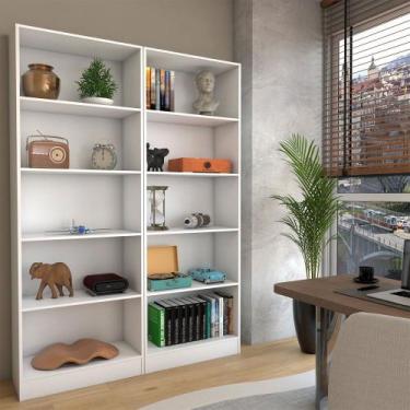 Imagem de Estante para Livros Alexa 8 Prateleiras Branco - Panorama Móveis, Bran