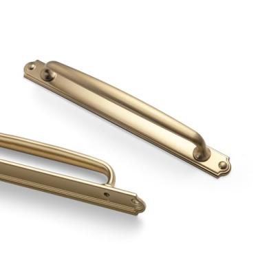 Imagem de Goo-Ki Puxadores de gaveta de puxadores de armário c-c de 19 cm com placa de base traseira ferragens de liga de zinco - pacote com 2 alças de barra de bronze champanhe com espaçador para cozinha