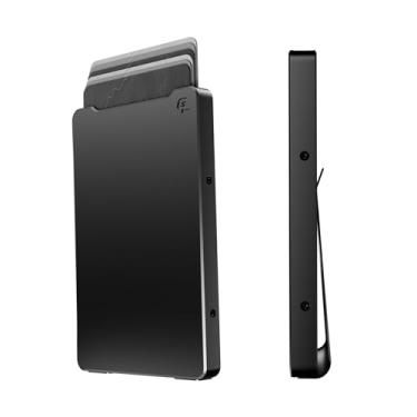 Imagem de Groove Life Groove Carteira masculina minimalista de alumínio para cartão de crédito com botão magnético para polegar, bloqueio de RFID, cobertura vitalícia, Preto meia-noite/clipe de dinheiro, Preto meia-noite/clipe de dinheiro
