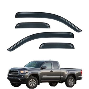 Imagem de GLDIFA Viseira fumê compatível com Toyota Tacoma 05-15 Access Cab Rain Guards Defletor de vento 4 peças TY4P07