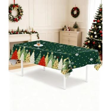 Imagem de 1 peça de toalha de mesa de Natal, capa de mesa retangular descartável fofa de Natal, 203 x 129 cm