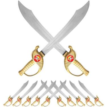 Imagem de 10 Brinquedos Infantil Espada Pirata 57cm Dourada Festa Fantasia Carna