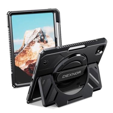 Imagem de Dexnor Capa para iPad Pro de 11 polegadas M4 2024, capa protetora robusta com alça de mão de rotação de 360°, suporte grande e estável, protetor de tela e suporte de lápis, à prova de choque, capa