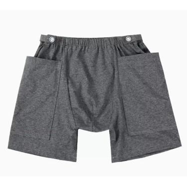 Imagem de Cuecas Para Cateter Para Homens, Cuecas Para Cuidados Com Ostomia Masculinas, Algodão Macio Que Previne Movimentos, Bolsos Laterais Duplos Para Pessoas Incontinentes, A, L