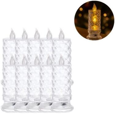 Imagem de 10 Mini Velas LED Transparente P/ Decoração de Mesa e Eventos - Freeco