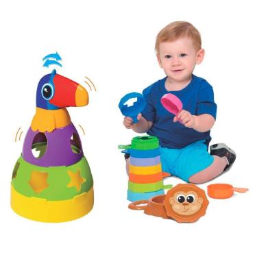 Imagem de Kit De Brinquedos Educativos Tucano + Empilha Baby Macaco