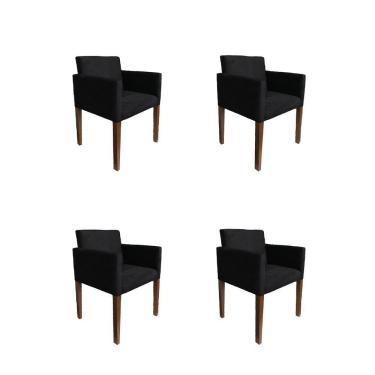 Imagem de Kit 4 Poltronas Nina Estilo Retrô Ideal Para Sala De Estar - Preto - Cor: Preto