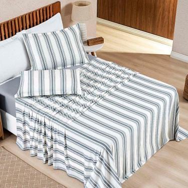Imagem de Jogo Cama Lençol Estilo Casal 100% Algodão 4 Peças - Cinza