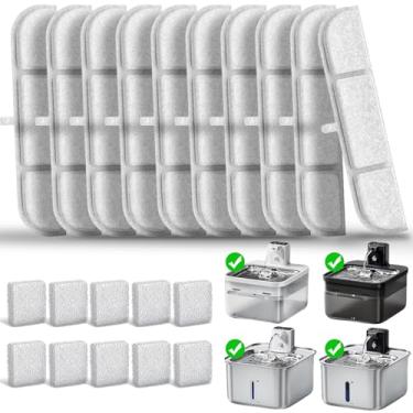 Imagem de Filtro de fonte de água para gatos, pacote com 20 filtros de substituição para bebedouro DownyPaws operado por bateria para animais de estimação 2,4 g/2,5 L, sem fio, para cães, gatos, conjunto de