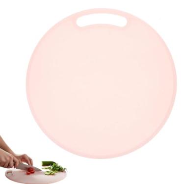 Imagem de Veemoon Tábua de corte de pizza de plástico redonda de 50 cm - Tapete antiderrapante para corte de pizza com gancho para pendurar, ideal para cortar frutas, legumes e carnes na cozinha
