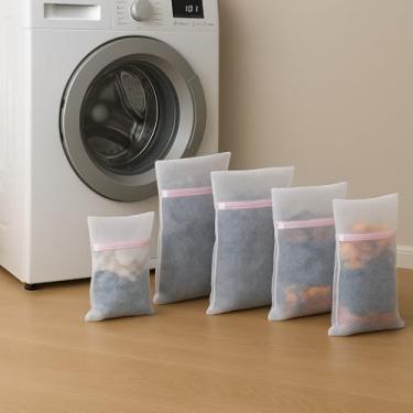 Imagem de Kit 5 Sacos para Lavar Roupas com Zíper – Redes Protetoras para Lavagem em Máquina, Ideais para Peças Delicadas, Lingerie, Meias e Roupas em Geral