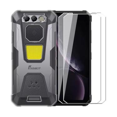 Imagem de WDMYLFTW Capa para Fossibot F106 Pro + [2 unidades] Película protetora de tela de vidro temperado - Capa protetora de TPU TPU à prova de choque de silicone transparente macio e flexível para Fossibot