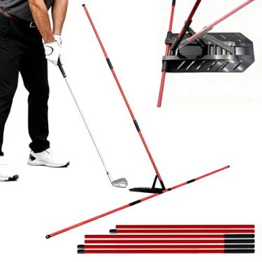 Imagem de Jevuoyee Treinador de balanço de golfe ajustável de 7 ângulos - Bastões de alinhamento de fibra de vidro com suporte de ângulo, corretor de plano de balanço portátil para putting, mira e treinamento