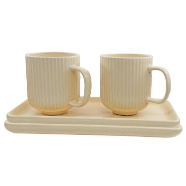 Imagem de Jogo Canecas E Travessas Em Cerâmica Tuut Bege 4 Peças