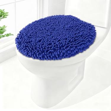 Imagem de Baahrnom Tampa de vaso sanitário de chenille macia, capa sólida para assento de vaso sanitário, 44,5 cm x 38,1 cm, macia e absorvente, lavável na máquina, cabe na maioria das tampas redondas