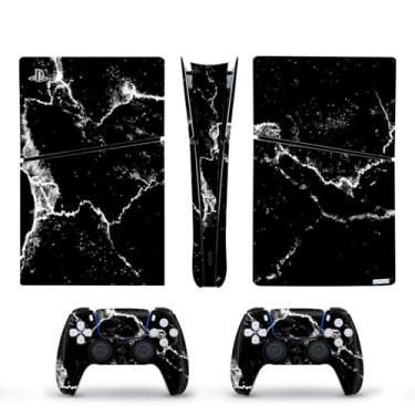 Imagem de PS5 Digital Edition Console Controller Skin – Preto Branco PS5 SkinTexture Pattern Wrap – Conjunto de adesivos de vinil de cobertura completa – À prova d'água antiarranhões – Estilo minimalista para