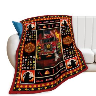 Imagem de Cobertor de bombeiro, cobertor de caminhão de bombeiros, presentes de herói de bombeiro, cobertores de flanela de lã para homens, meninos, mulheres, amantes de adultos, roupa de cama macia, presente