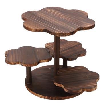 Imagem de Depisuta Suporte para Cupcake Em Formato de Flor de 4 Camadas, Torre de Cupcake Em Madeira de Pinho Maciço para 24 Cupcakes e Bolo de 12 Polegadas, Com Parafusos Embutidos
