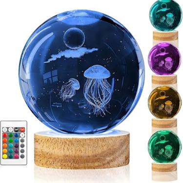 Imagem de Lâmpada de cristal Axolotl de 16 cores, design de árvore 3D alimentado por USB, controle remoto, base de madeira maciça, perfeita para casa, escritório ou presentes