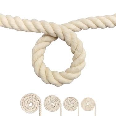 Imagem de Corda de algodão FOSER, cordão de macramê torcido de 3 fios (bege, 20 