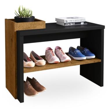 Imagem de Banco Sapateira para Entrada – Sapateira com Assento, Nicho e Prateleira Ripada – MDP – Ideal para Hall e Closet
