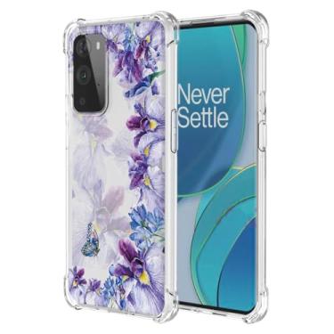Imagem de WEIOUHR Capa para OnePlus 9 Capa de telefone TPU macio transparente, design de impressão de íris, resistente a choques e arranhões, leve, para OnePlus 9 (roxo íris)