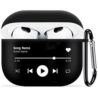 Imagem de Capa protetora para AirPods 3 com chaveiro, design de reprodutor de música preto divertido para homens e meninos, compatível com Apple AirPods 3ª geração (lançado em 2021), suporta carregamento sem