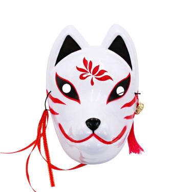 Imagem de Fox Mask Kitsune PVC estilo japonês vermelho para eventos de cosplay
