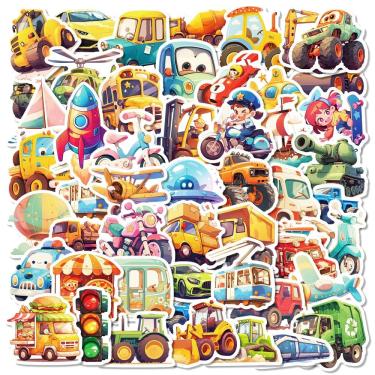 Imagem de Conjunto de adesivos de desenho animado para veículos de brinquedo, 50 unidades para crianças, à prova d`água
