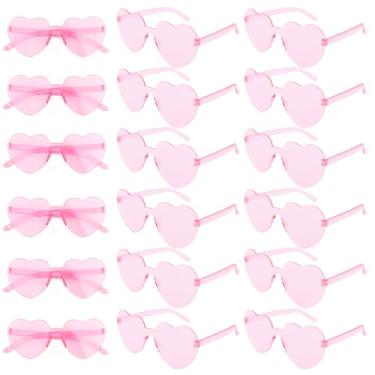 Imagem de Uintoon Óculos de sol de coração 12/18/24 peças de óculos em forma de coração para mulheres e meninas, lindos óculos de festa, acessórios para lembrancinhas de festa, Rosa - 18 pares, 1in*1in*0.5in