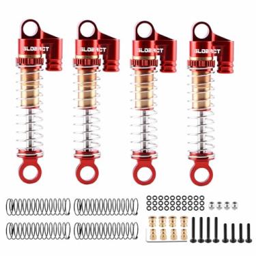 Imagem de GLOBACT Aluminum 47mm Oil Shock Absorbers Front & Rear Damper with Springs for FMS FCX18 Toyota/K10/LC80 & FCX24 Power Wagon/Smasher//K5/Lemur 1/24 1/18 RC Crawler Car Upgrade Part (Red)