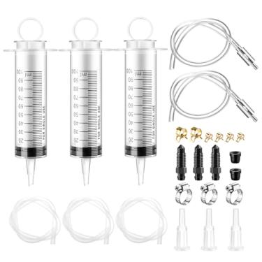 Imagem de VZZNN Kit de sangramento de freio, 3 peças, kit de sangramento de freio reverso, seringa de 100 ml com mangueira de 50 cm, ferramenta de sangramento de fluido de freio para carro, caminhão