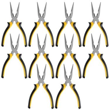 Imagem de SINJEUN Pacote com 10 alicates de ponta de agulha de 20 cm, alicate de ponta longa com cortador de arame, alicate de ponta longa com cabo isolado para cortar e dobrar fio